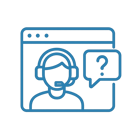 generic icon that represents a customer support portal in red or blue